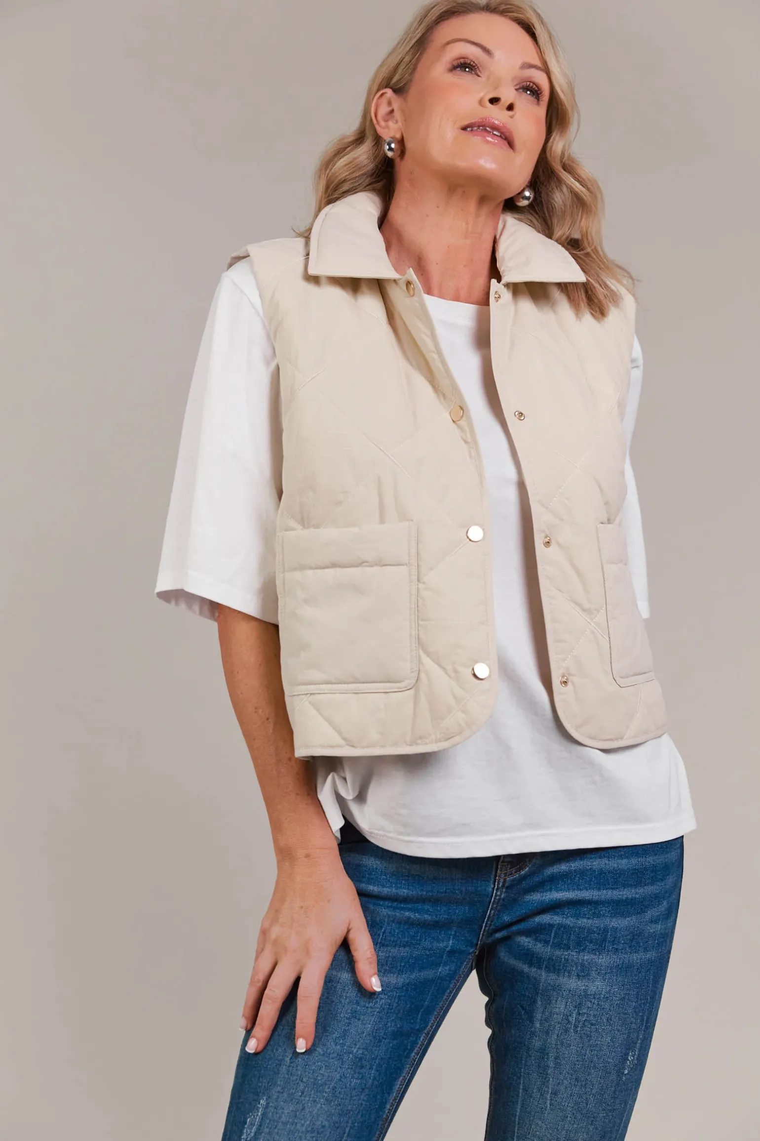 Argo Crop Vest - Ecru