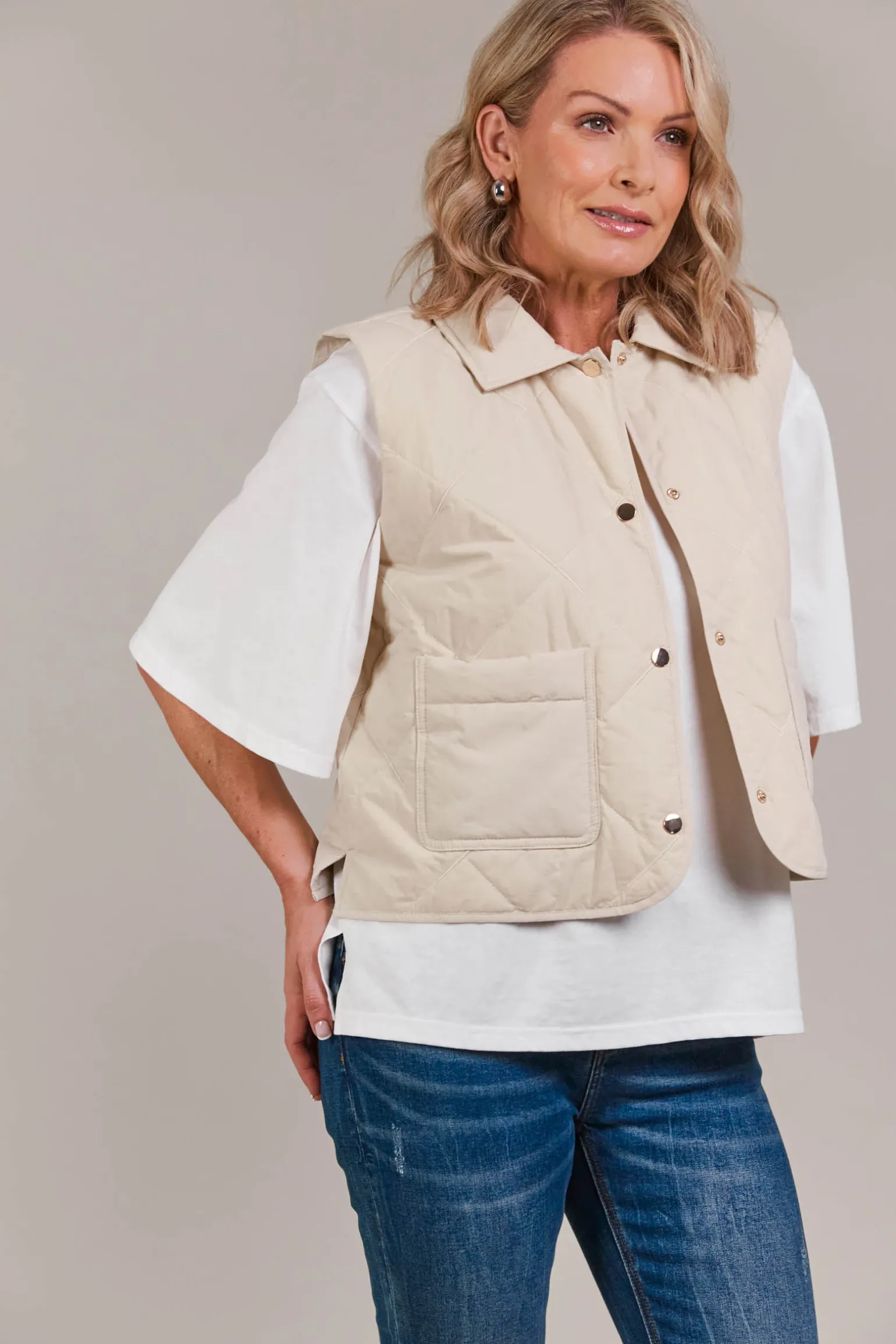 Argo Crop Vest - Ecru