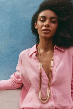 Cay Necklace - Tan/Brass