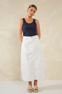 Dalton Denim Skirt - White