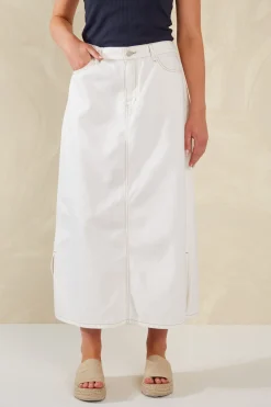 Dalton Denim Skirt - White