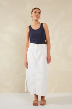 Dalton Denim Skirt - White
