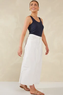 Dalton Denim Skirt - White