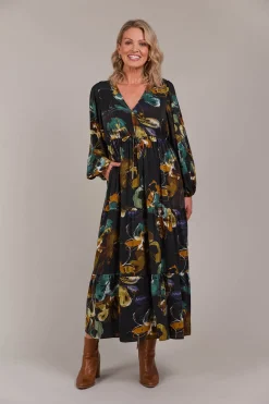 Elsie Maxi Dress - Botanical Black