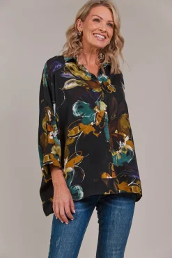 Elsie Relaxed Shirt - Botanical Black
