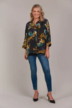 Elsie Relaxed Shirt - Botanical Black