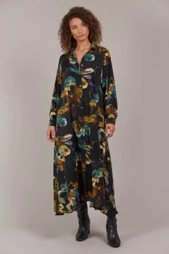 Elsie Shirt Dress - Botanical Black