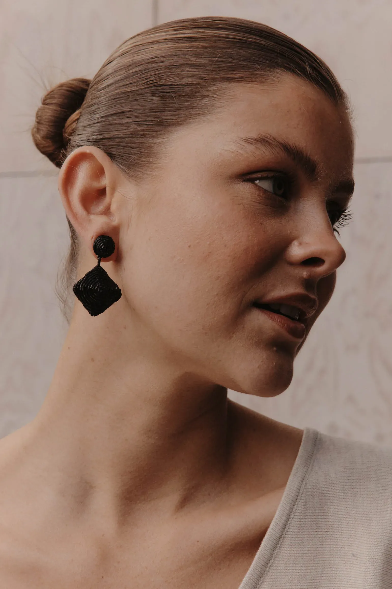 Elsie Square Earring - Black