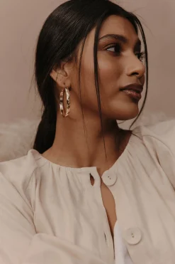 Estel Gold Hoop Earring - Pressed