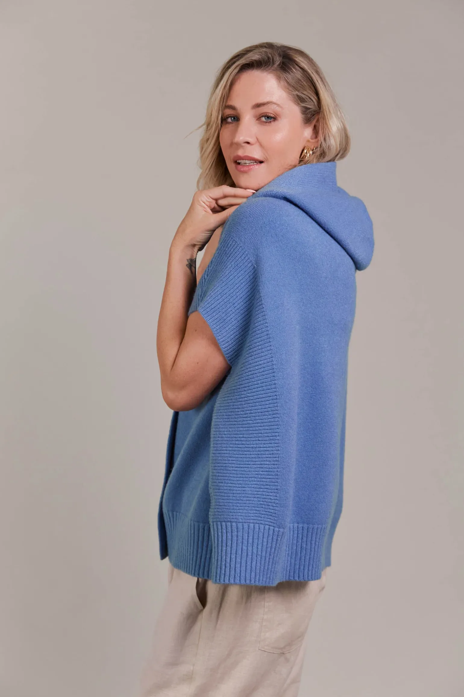Estel Hood Knit - Denim