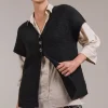 Folie Button Vest - Black
