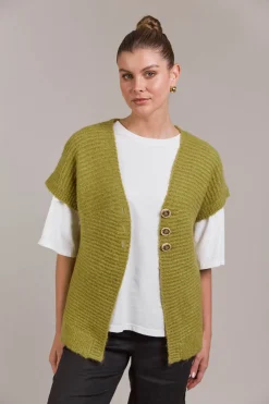 Folie Button Vest - Chartreuse