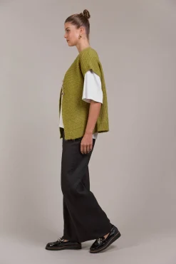 Folie Button Vest - Chartreuse