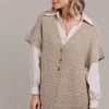 Folie Button Vest - Oat
