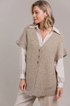 Folie Button Vest - Oat