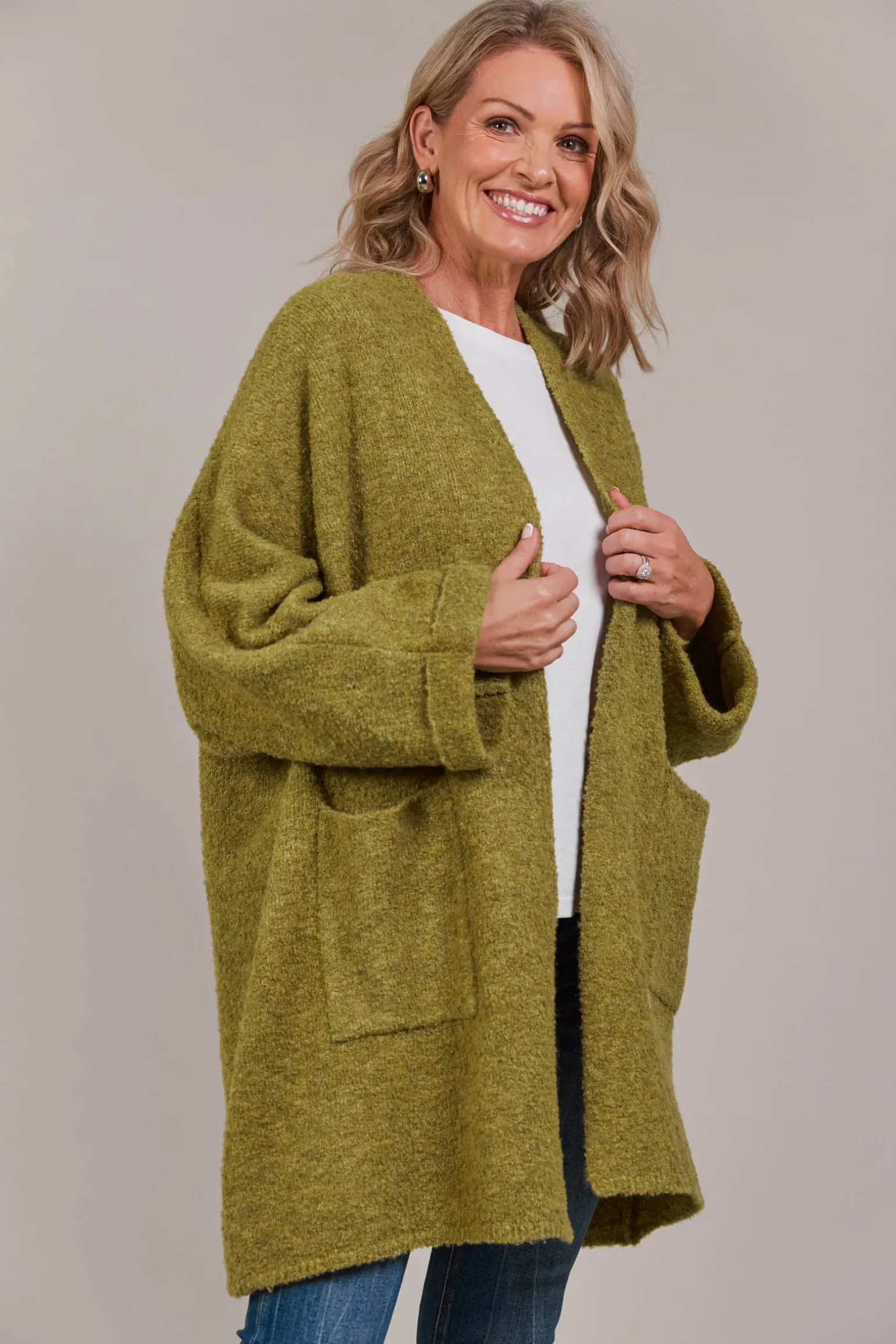 Folie Relaxed Cardigan - Chartreuse