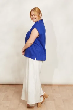 Halcyon Button Top - Cobalt