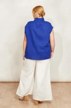 Halcyon Button Top - Cobalt