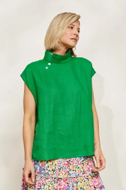 Halcyon Button Top - Emerald