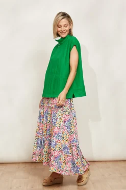 Halcyon Button Top - Emerald