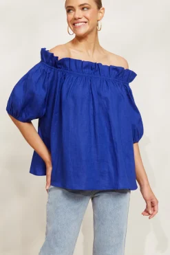Halcyon Ruched Top - Cobalt