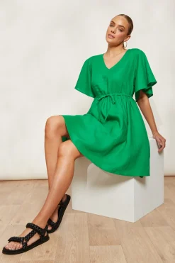 Halcyon Tie Dress - Emerald