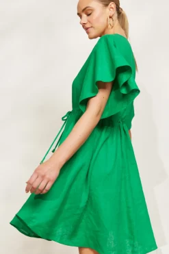 Halcyon Tie Dress - Emerald