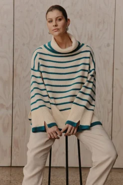Katana Roll Neck Knit - Teal
