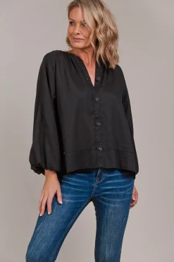 Laax Button Blouse - Black