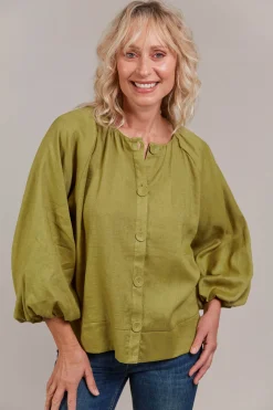 Laax Button Blouse - Chartreuse