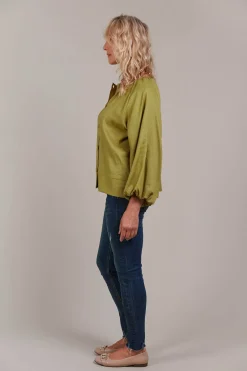 Laax Button Blouse - Chartreuse