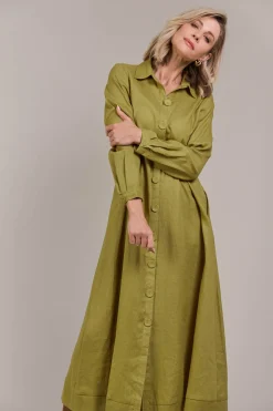 Laax Shirt Dress - Chartreuse