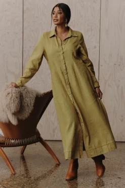 Laax Shirt Dress - Chartreuse