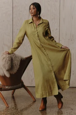 Laax Shirt Dress - Chartreuse