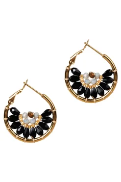 Manta Round Earring - Black