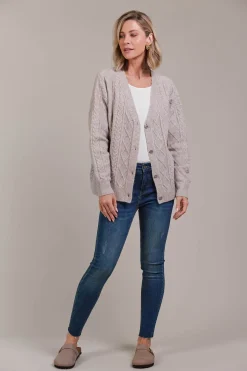 Merano Crop Cardigan - Flax