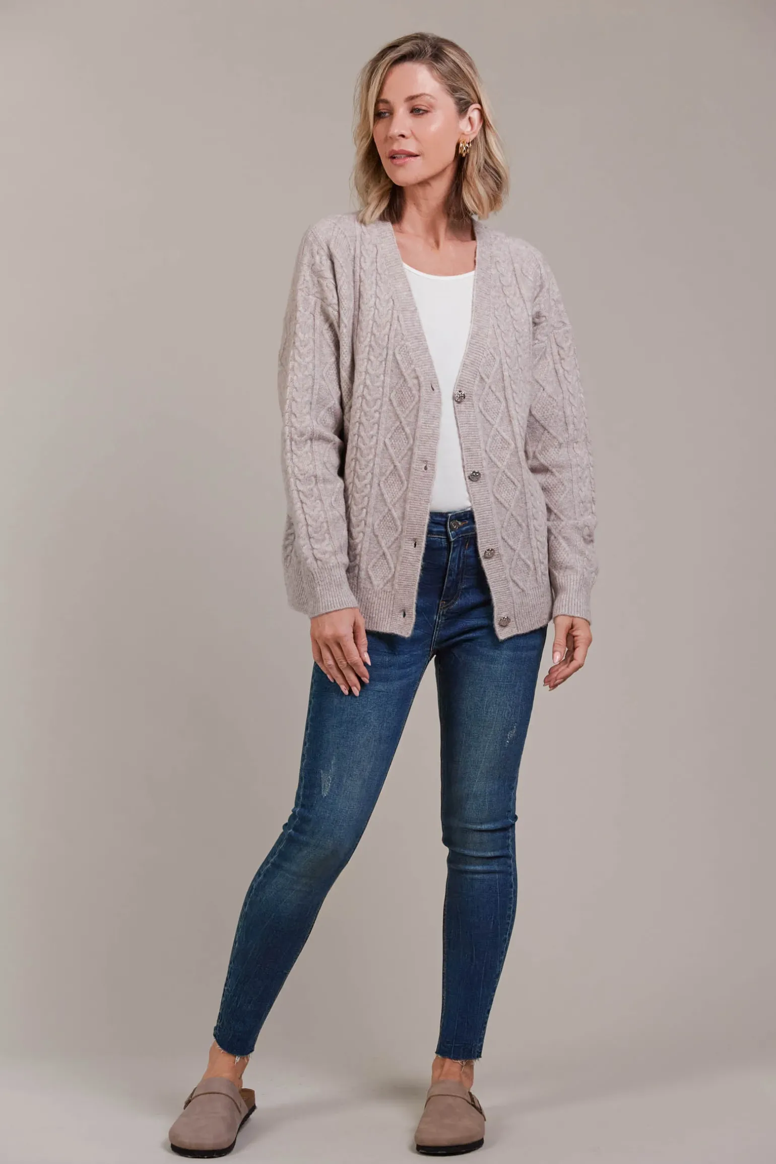 Merano Crop Cardigan - Flax