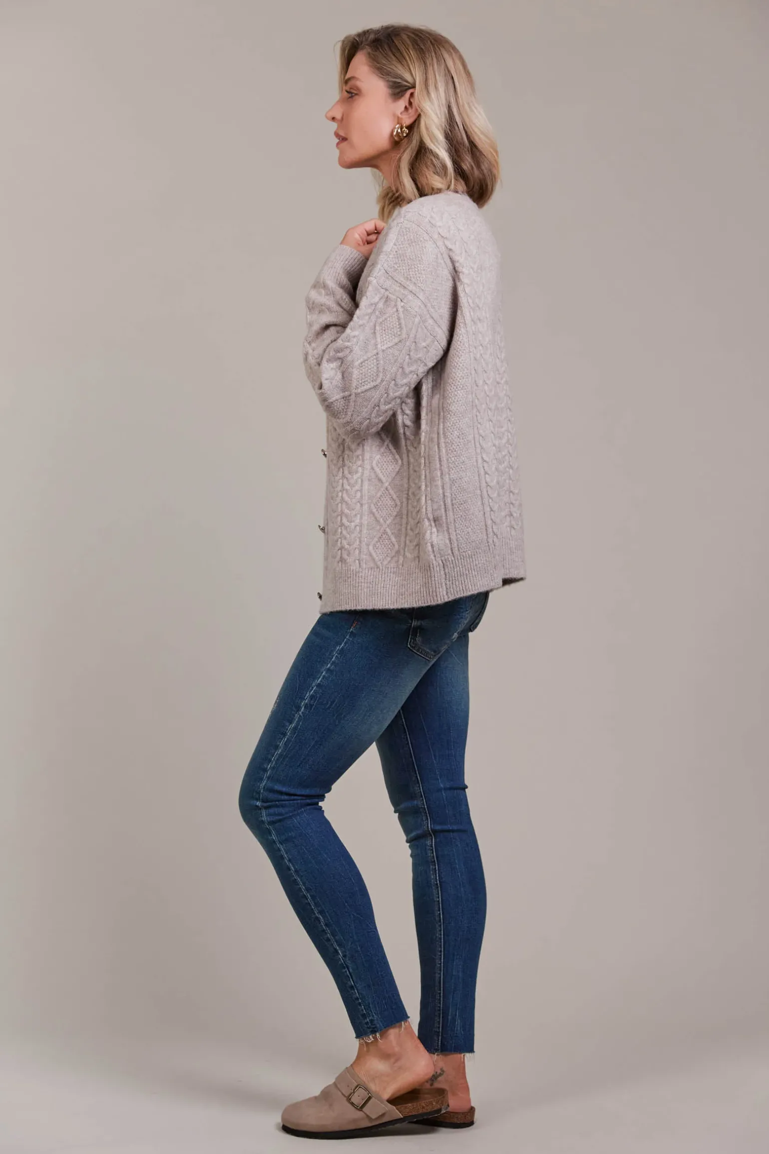 Merano Crop Cardigan - Flax