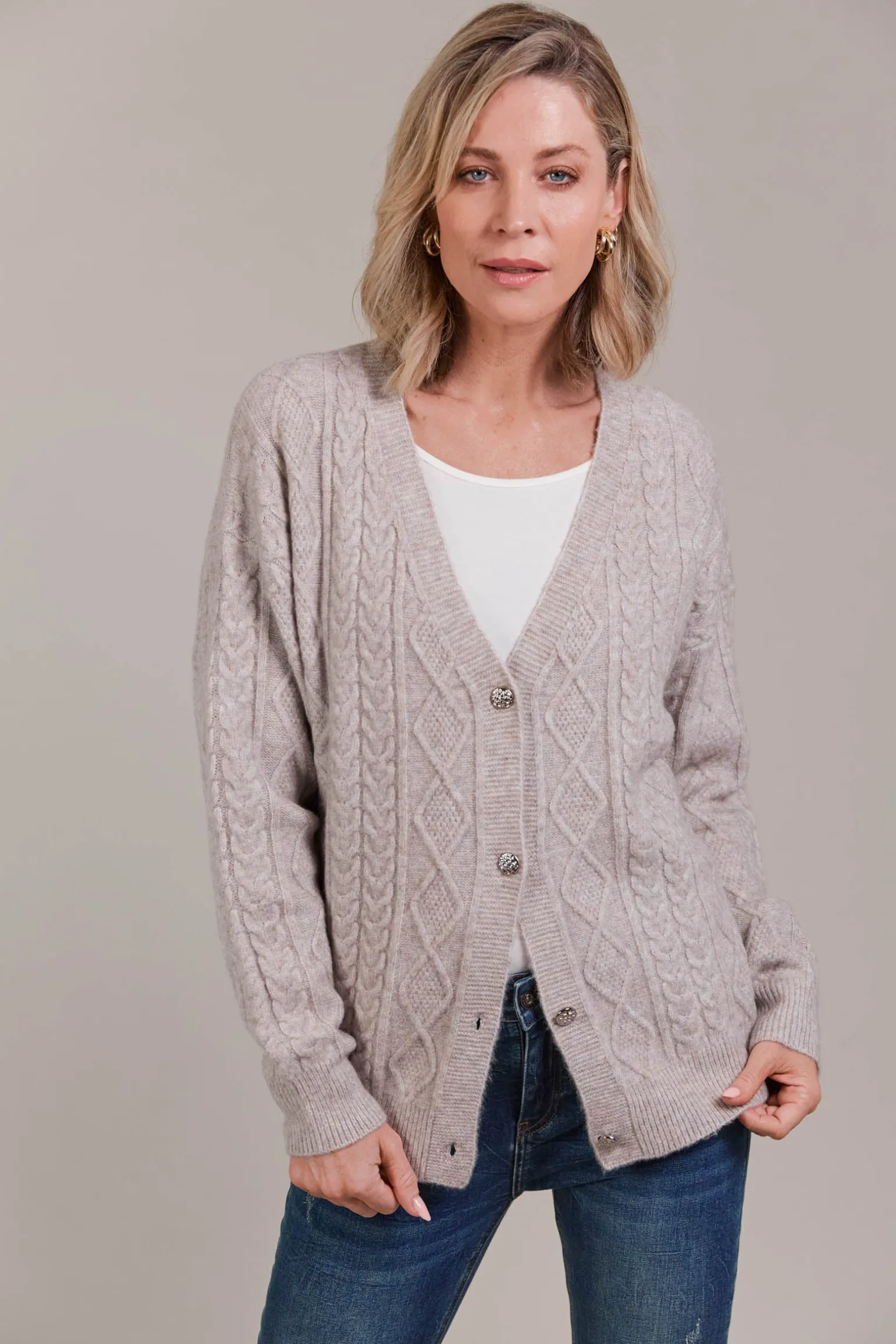 Merano Crop Cardigan - Flax