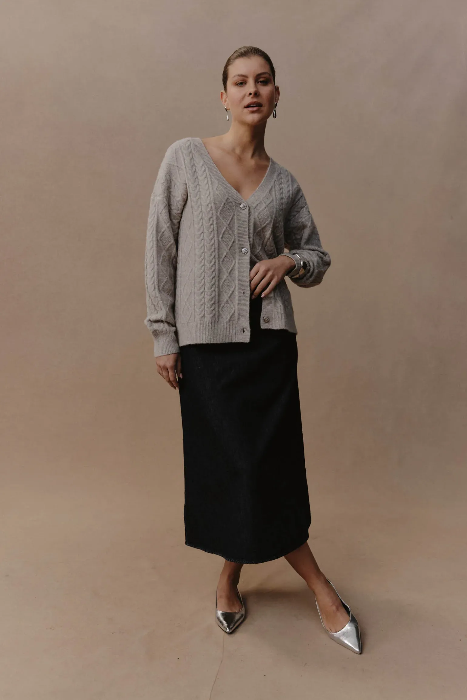 Merano Crop Cardigan - Flax