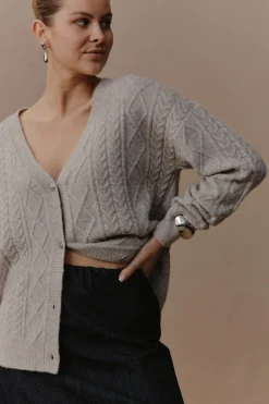 Merano Crop Cardigan - Flax