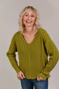 Palmer Cable Knit - Chartreuse