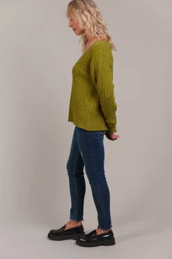Palmer Cable Knit - Chartreuse