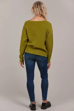 Palmer Cable Knit - Chartreuse