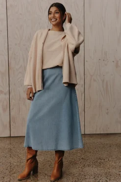 Pepi Denim Midi Skirt - Denim