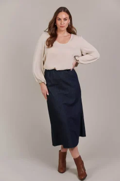 Pepi Denim Midi Skirt - Oxford