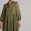Studio Midi Shirt Dress - Khaki