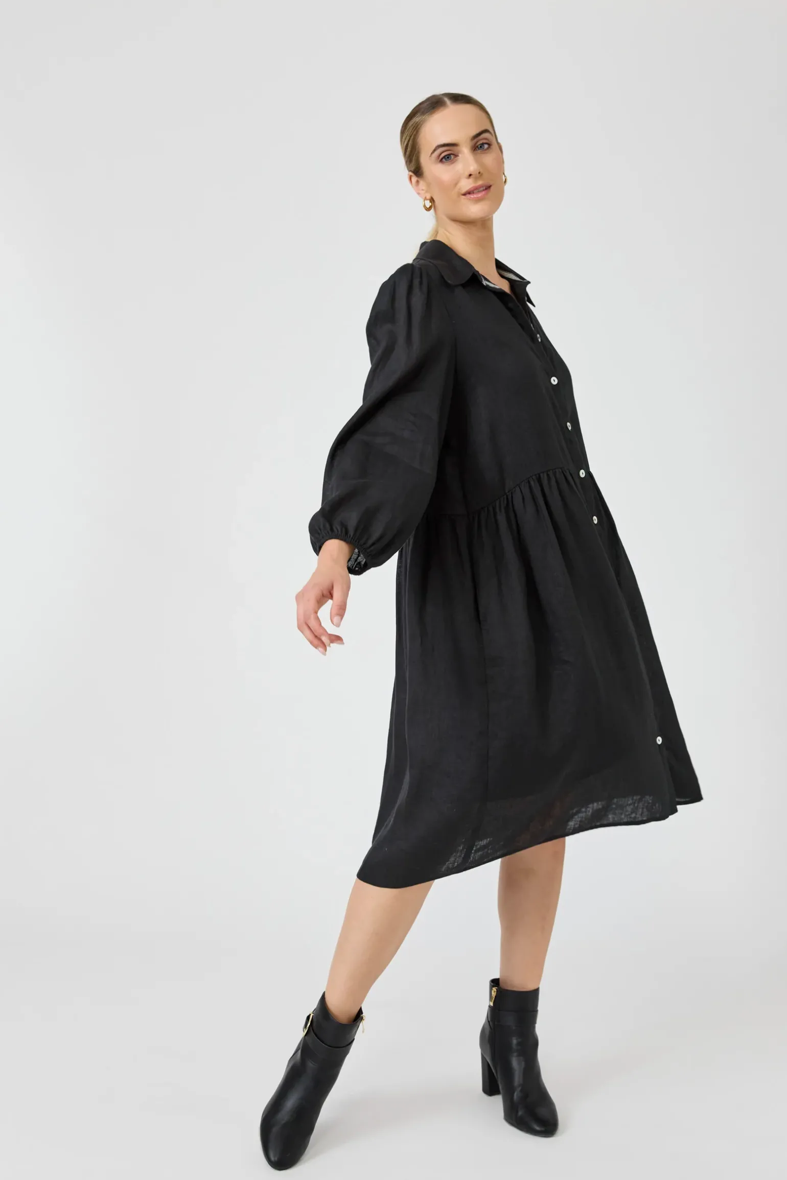 Studio Midi Shirt Dress - Ebony