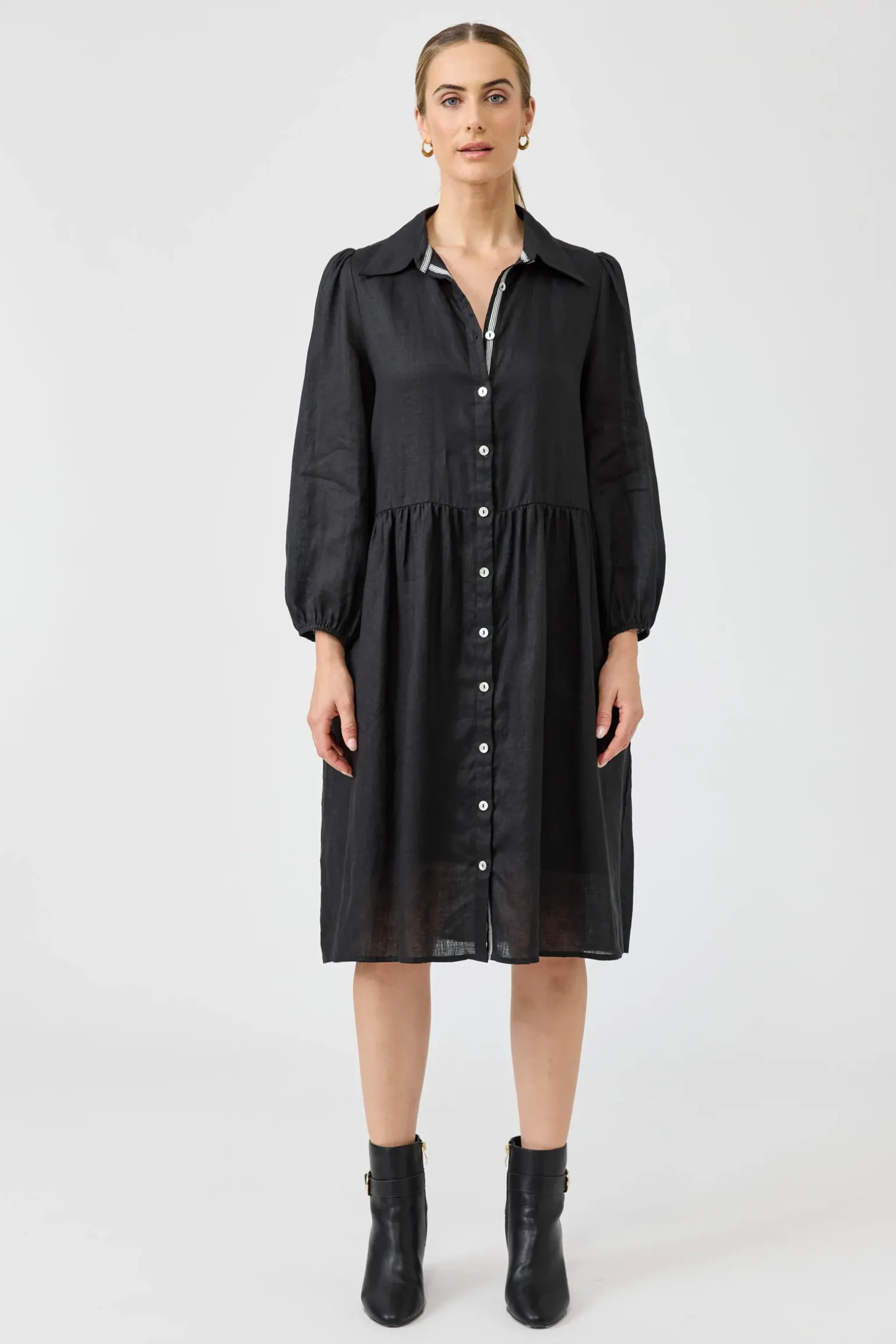 Studio Midi Shirt Dress - Ebony