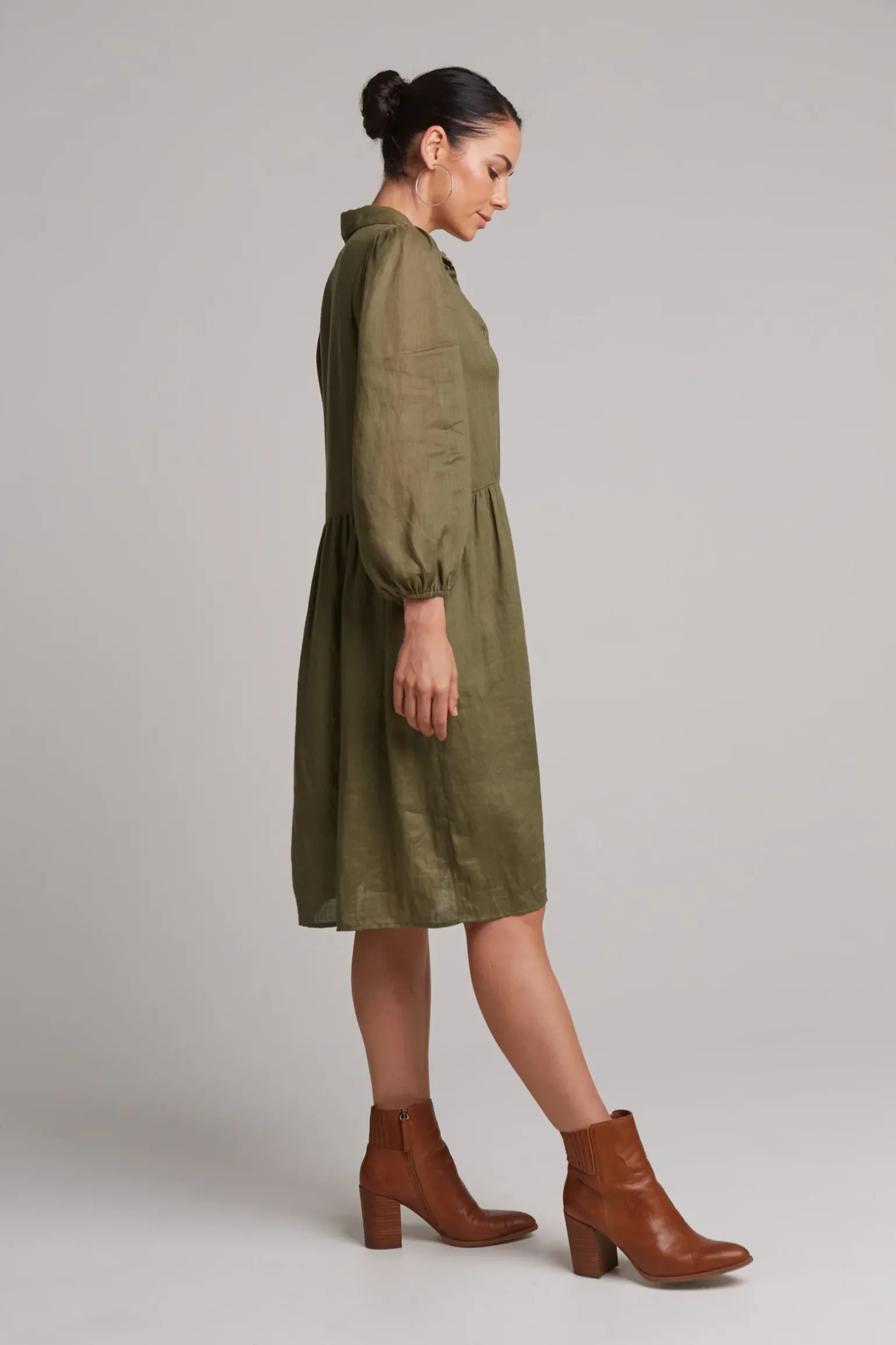 Studio Midi Shirt Dress - Khaki